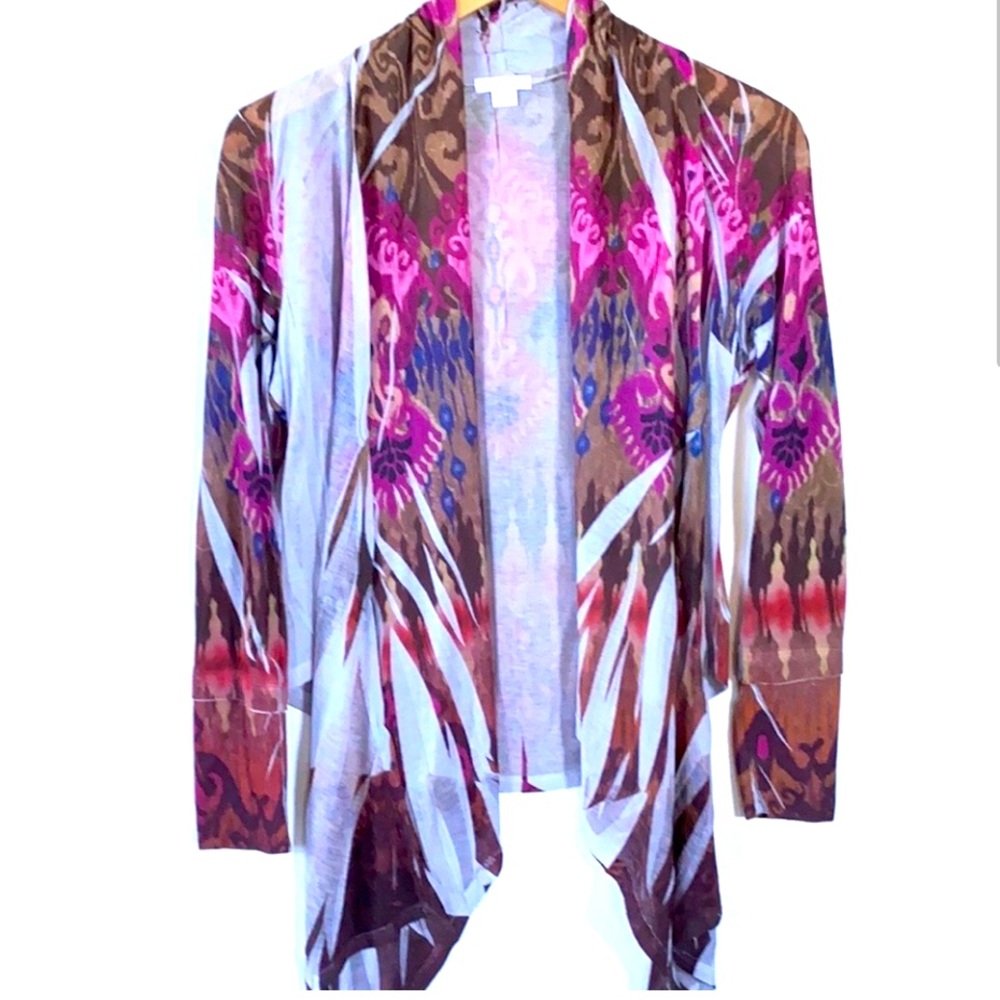 Boho Drape Front Cardigan L NWOT Burnout Hippie Casual Lightweight